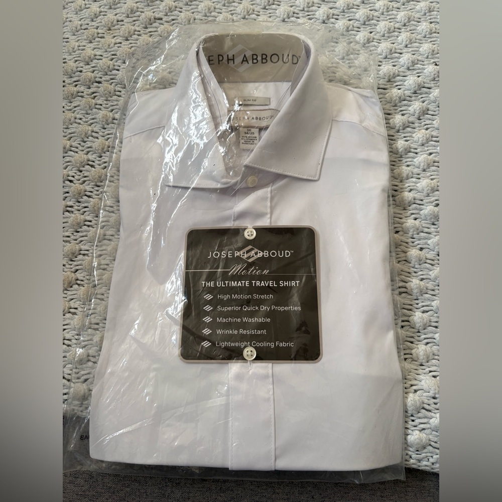Joseph Abboud Non Iron Dress Shirt Cream Regular Fit Straight Point Collar 16